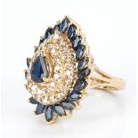 Ladies Sapphire & Diamond Teardrop Dinner Ring