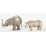 Loet Vanderveen Elephant and Rhino Figurines