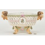 Meissen Porcelain Basket w/ Ram's Head Handles