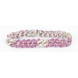 Ladies 18K Pink Sapphire & Diamond Link Bracelet