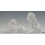 Lalique Crystal Lion and Lioness