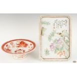 Chinese Famille Rose Tray and Bowl with Bats