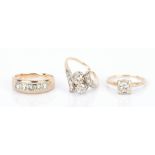 3 Ladies 14K Gold and Diamond Rings