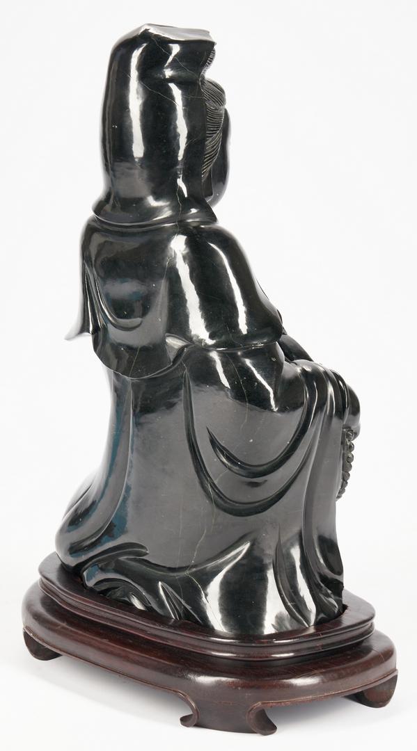 Monumental Black Jade or Hardstone Guanyin, 21" H - Image 10 of 14