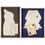2 Framed Halston Hollywood Dress Sketches and Patterns