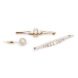3 Ladies Diamond and Pearl Brooches