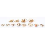 8 Ladies Rings and 2 Earring Sets, Gold and Pearls