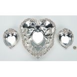 3 Sterling Heart Shaped bowls incl. Gorham 1880