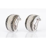 Ladies 18K White Gold & Diamond Hoop Earrings