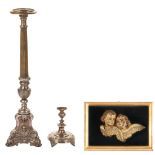 2 Altar Candlesticks plus Cherub Carving