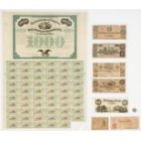 8 Obsolete Currency Notes, incl. TN $1000 Bond