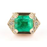 Ladies 14K Emerald & Diamond Slide Pendant