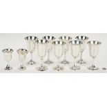10 Sterling Goblets, Water and Wine