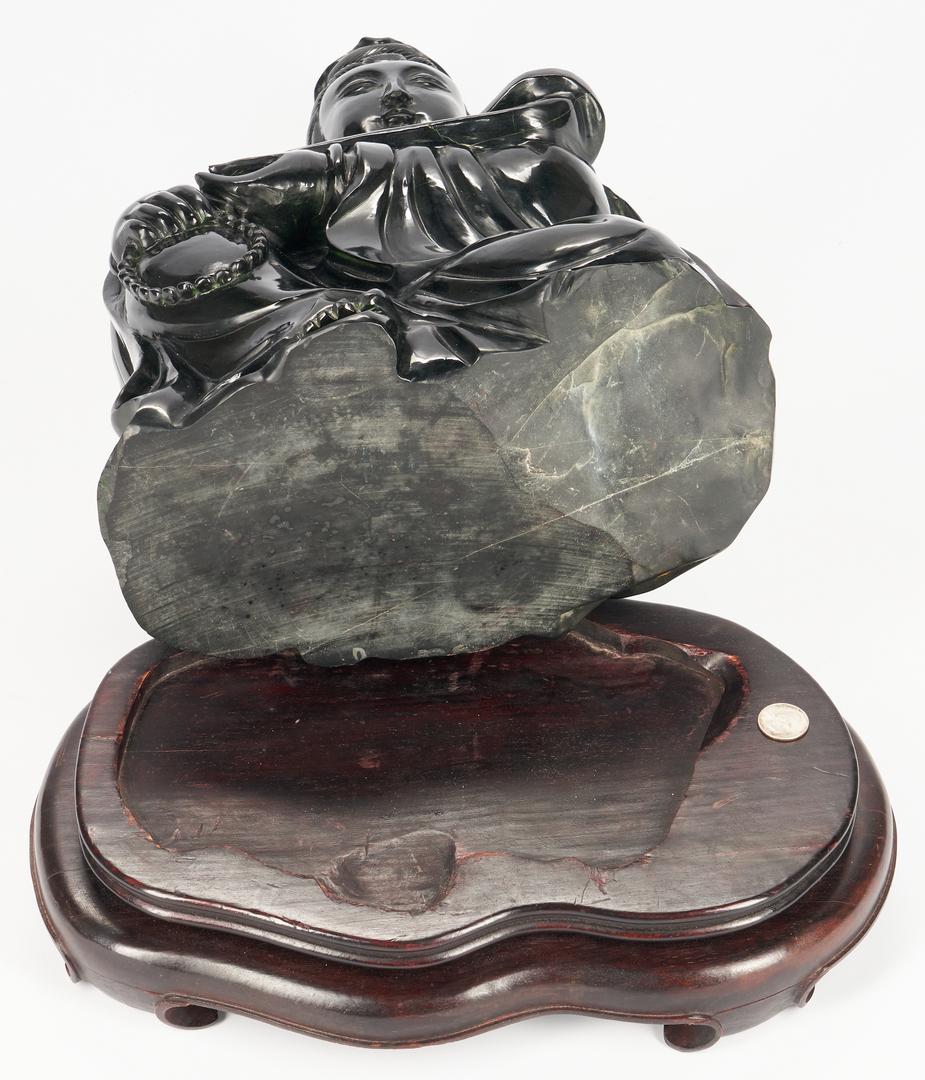 Monumental Black Jade or Hardstone Guanyin, 21" H - Image 12 of 14