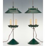 Pr. of Jerry Martin Painted Tin Student Lamps