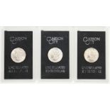 3 Carson City Morgan Silver Dollars, Uncirculated
