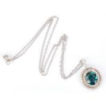 Ladies 18K Necklace & Topaz Pendant