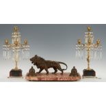 Inkstand with Bronze Lion Plus Candelabra