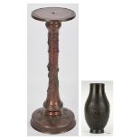 Chinese Bronze Vase and Meiji Pedestal