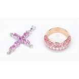18K Diamond Sapphire Ring & Sapphire Cross