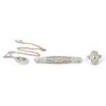 Ladies Diamond, Platinum, and Gold 3 Piece Set