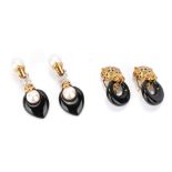 2 Pairs 18K & Stone Fashion Earrings