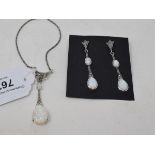 A silver and opal Art Deco style necklace and matching earrings (2) Modern