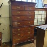 An early 19th century mahogany tallboy chest on chest, having two short and three graduated long