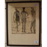 A John Copley etching, Three Bathers, signed and inscribed in pencil Report by GH Inprinted area