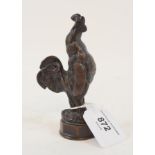 A bronze cockerel, marked Elkington, probably for a car mascot, 12 cm high