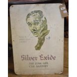 A Silver Exide Long Life Car Battery board, 74 x 52 cm Report by RB Faded, generally rubbed, a few