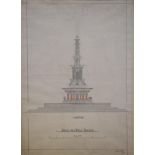 J Melton Gibbs, an Elevation Design for a Public Fountain, ink and wash, signed and dated 1872, 70 x