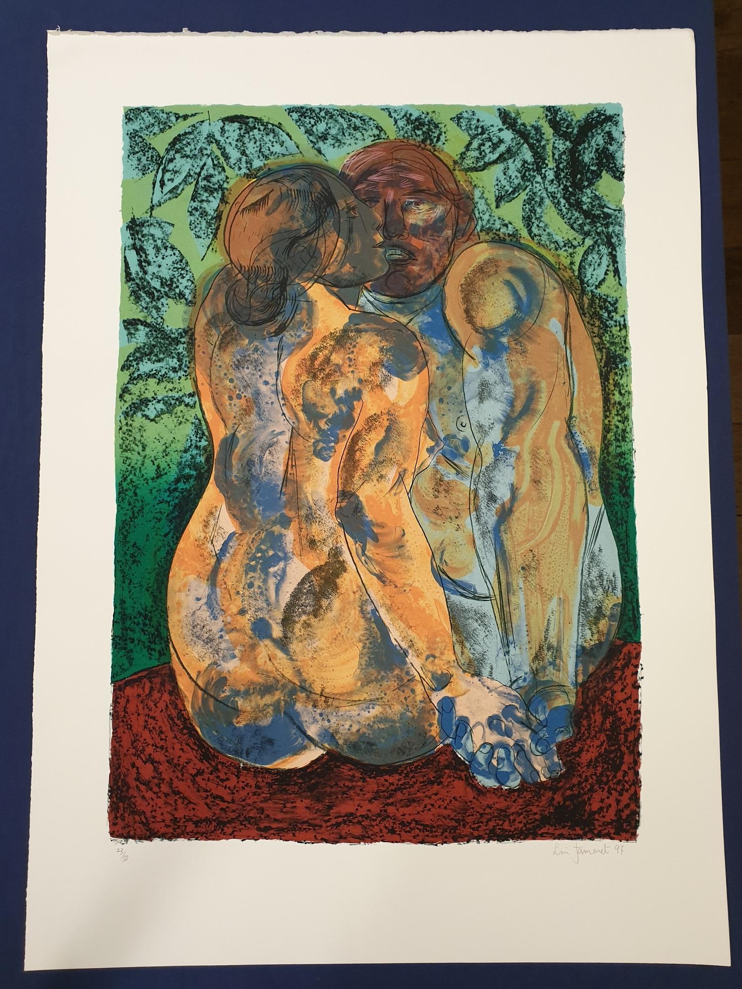 A Lin Jammet (1958-2017) artist proof print, lovers, signed, dated '97 and numbered 23/50 in