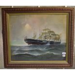 James Carlisle, final voyage of the Great Eastern, oil on board, signed, inscribed and dated 1891,