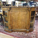 A Victorian inlaid walnut credenza, having a panel door flanked by a pair of Corinthian columns