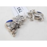 Two silver elephant pincushions (2) Modern