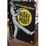A large Shell 'Drive in and collect' poster, 152 x 101 cm Report by RB Printed, several drill holes,