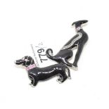 Two silver and ruby Art Deco style enamel dog brooches (2) Modern