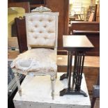 A nest of three inlaid mahogany occasional tables, the largest 40.5 cm wide, and a painted chair (2)