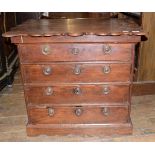 A 19th century Dutch walnut chest, the shaped rectangular top above four long drawers, on a plinth