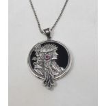 A silver Mucha style lady necklace Modern