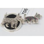 Two silver Scottie dog brooches (2) Modern