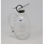 A Victorian silver mounted glass decanter, in the manner of Dr Christopher Dresser, Birmingham 1893,