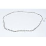 A good 18ct white gold and diamond necklace, set 110 graduated diamonds, with approx. 21.02ct, 42 cm