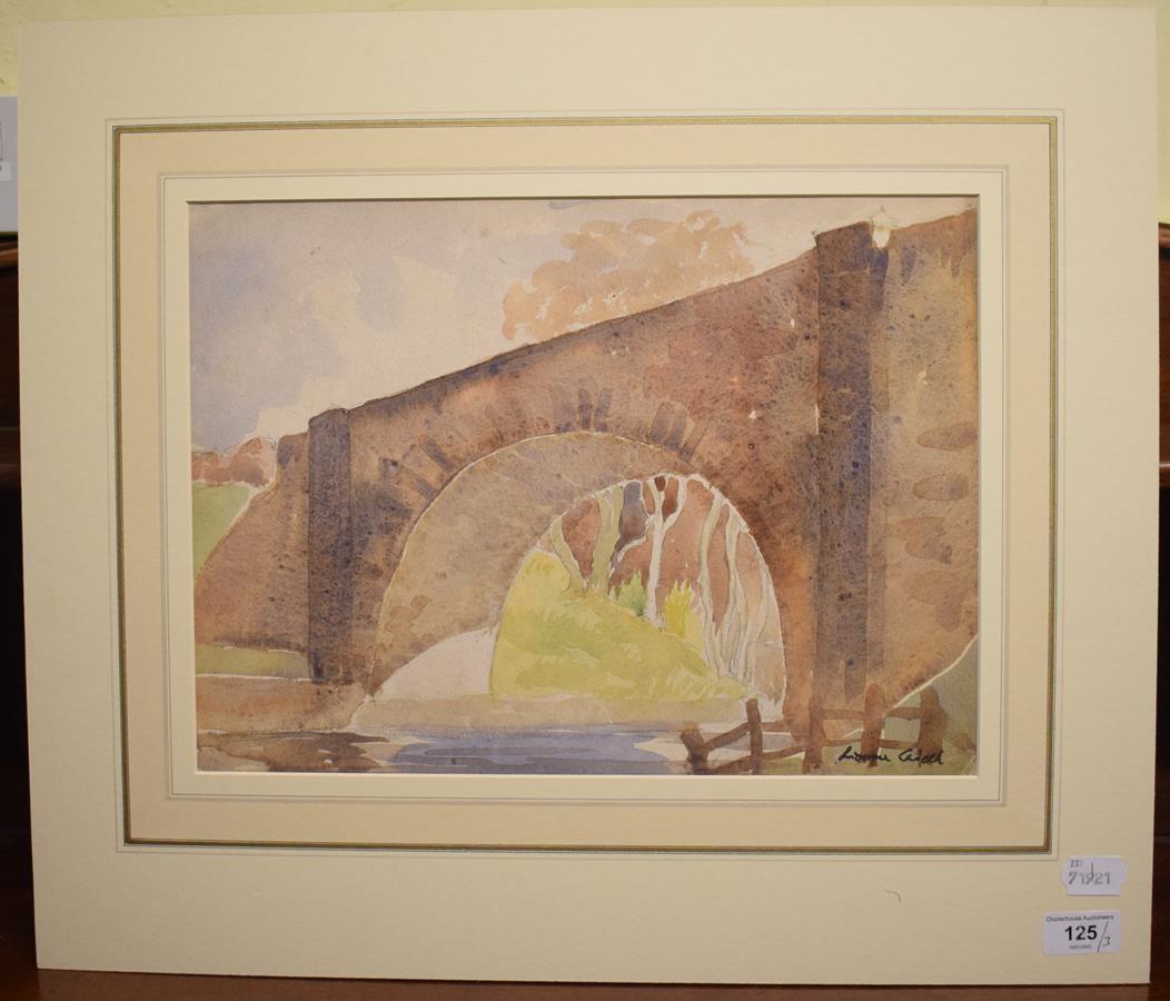 Gilbert Laurie Cadell (1909-1993), study of a bridge, watercolour and pencil, singed, 28 x 38 cm and