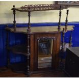 A Victorian burr walnut whatnot, incorporating a cupboard, 120 cm wide