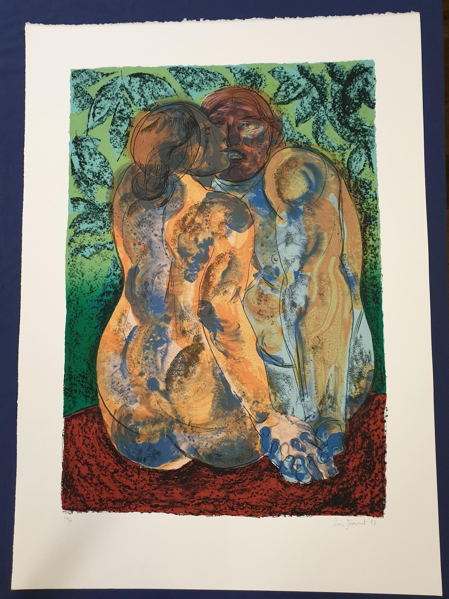 A Lin Jammet (1958-2017) artist proof print, lovers, signed, dated '97 and numbered 34/50 in