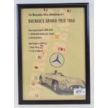 Mercedes Benz interest: An original 1955 Mercedes Benz Sverige Grand Prix handbill, featuring a