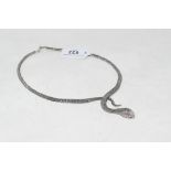 A silver and marcasite snake necklace Modern