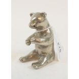 A Hawkes and Spinks Ltd accessory car mascot, in the form of a seated honey bear, nickel plated